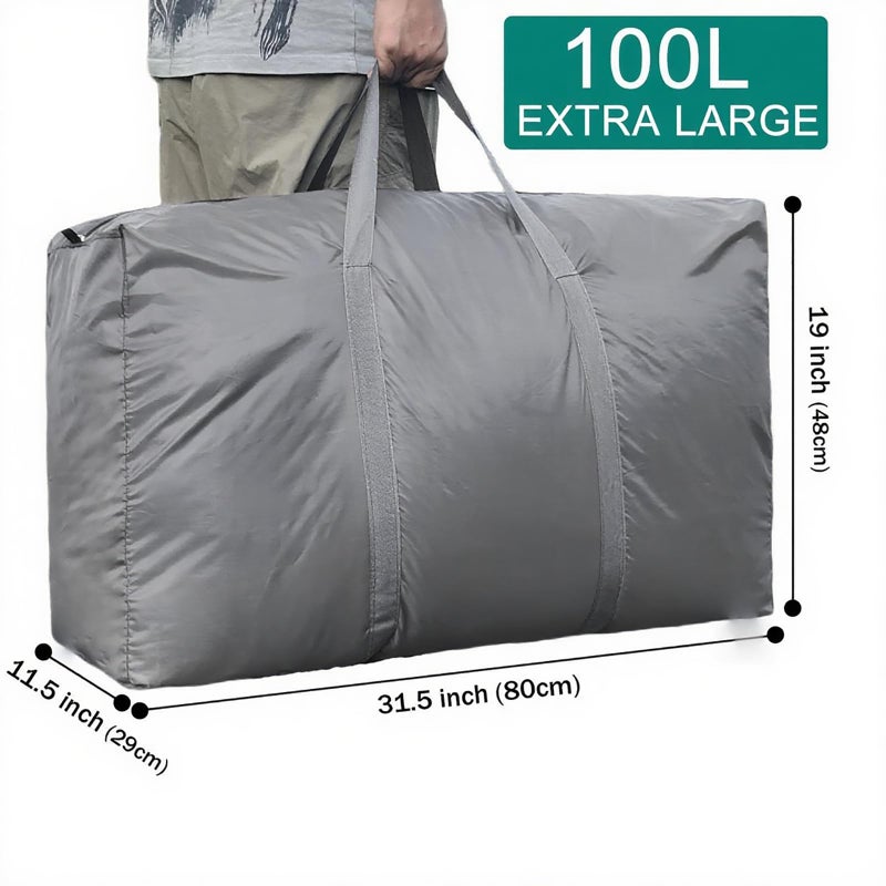 Peyorom 100L Extra Large Storage Bags, Big Moving Bags with Strong Zippers & Carrying Handles, Packing Bags for Moving, Storage, Travel and Camping, Storage Totes For Space Saving (Grey, 2 Pack) - Image 3
