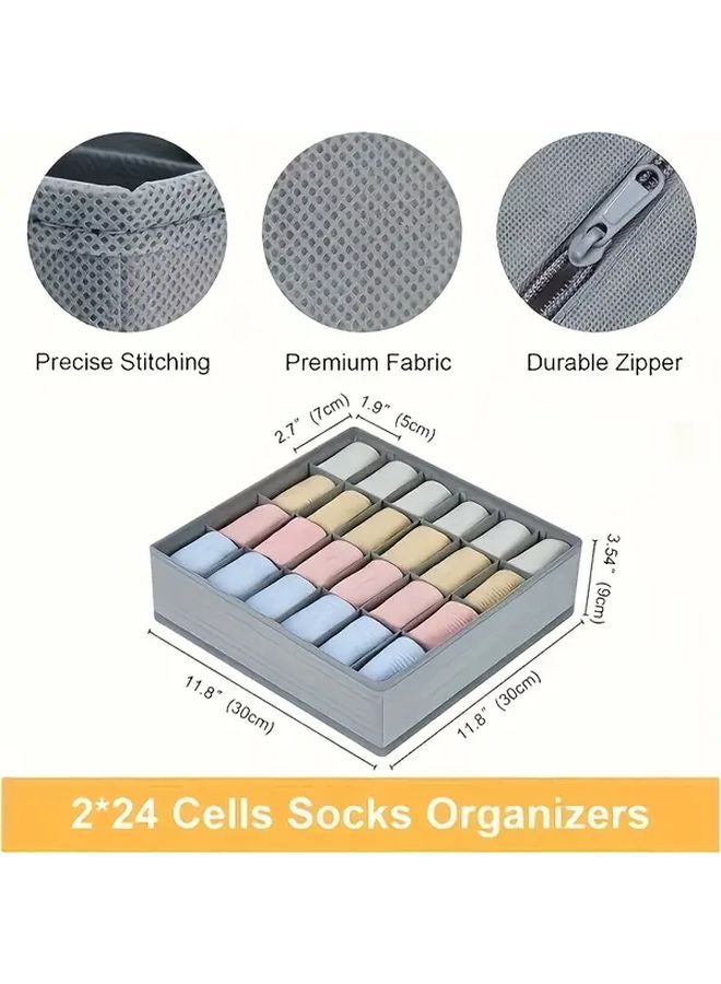 2 Pack Grey Foldable Fabric Storage Box With Transparent Lid For Socks Underwear - Image 4