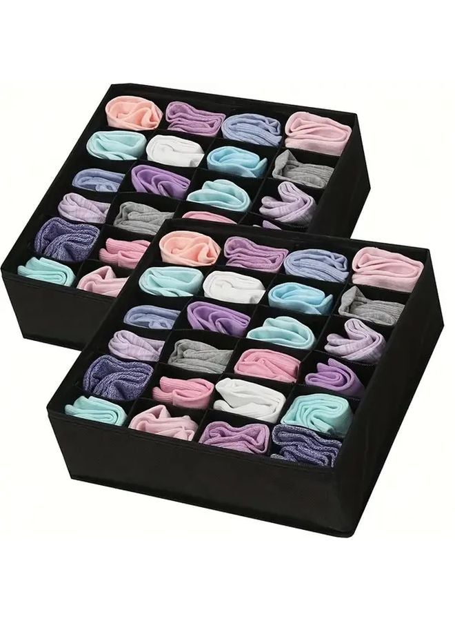 2 Pack Grey Foldable Fabric Storage Box With Transparent Lid For Socks Underwear - Image 2