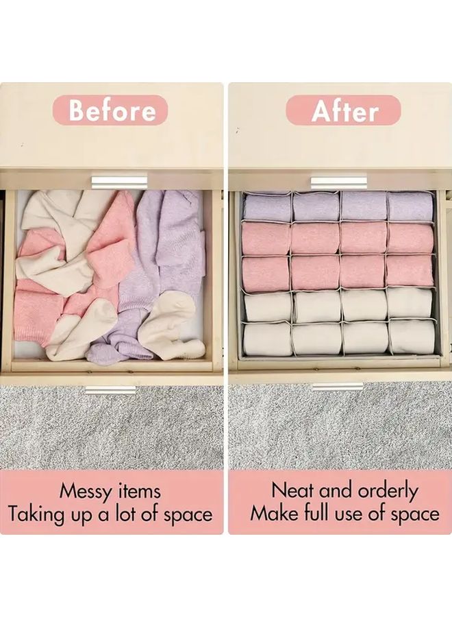 2 Pack Grey Foldable Fabric Storage Box With Transparent Lid For Socks Underwear - Image 5