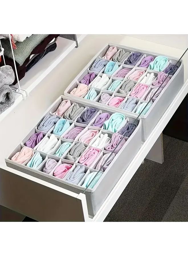 2 Pack Grey Foldable Fabric Storage Box With Transparent Lid For Socks Underwear - Image 1