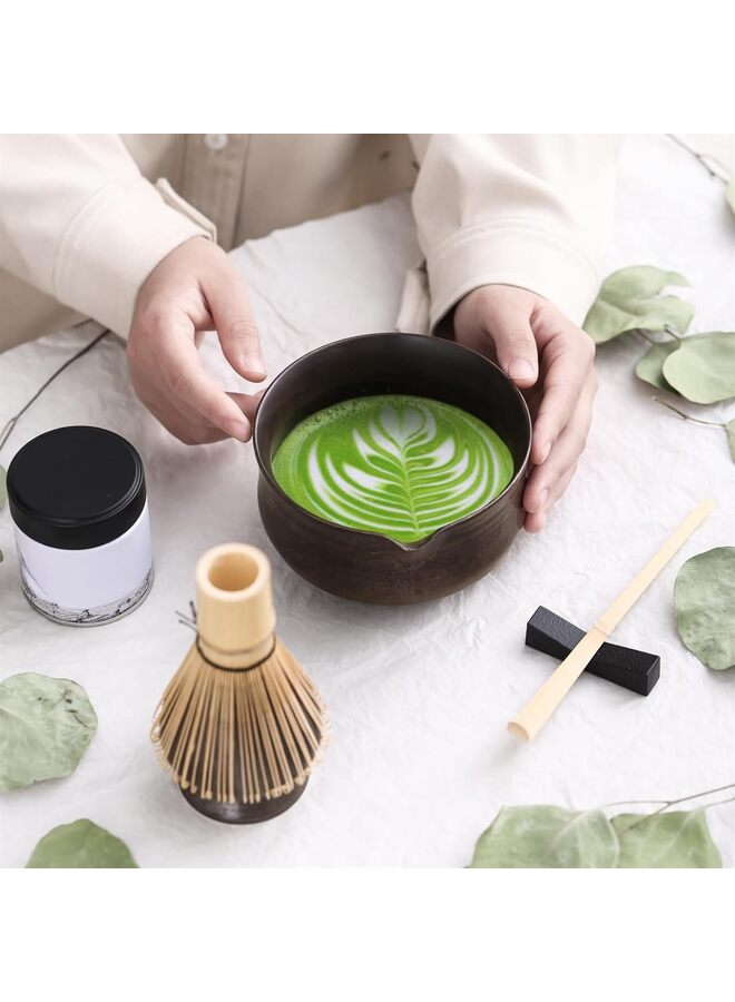 Matcha Set, Japanese Tea Set Includes Matcha Bowl with Spout, Matcha Whisk Holder, Bamboo Matcha Whisk and Bamboo Scoop, Ceramic Matcha Kit for Tea Lovers - Image 4