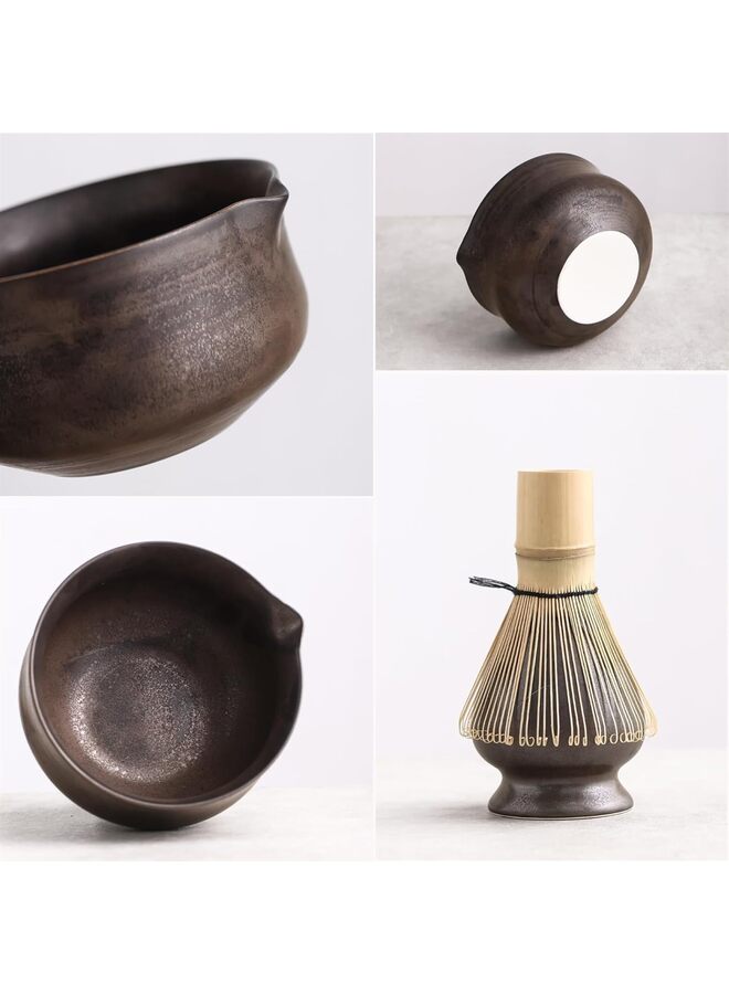 Matcha Set, Japanese Tea Set Includes Matcha Bowl with Spout, Matcha Whisk Holder, Bamboo Matcha Whisk and Bamboo Scoop, Ceramic Matcha Kit for Tea Lovers - Image 2
