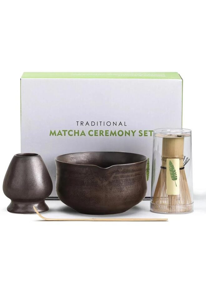 Matcha Set, Japanese Tea Set Includes Matcha Bowl with Spout, Matcha Whisk Holder, Bamboo Matcha Whisk and Bamboo Scoop, Ceramic Matcha Kit for Tea Lovers - Image 1