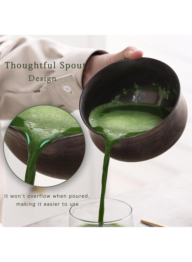 Matcha Set, Japanese Tea Set Includes Matcha Bowl with Spout, Matcha Whisk Holder, Bamboo Matcha Whisk and Bamboo Scoop, Ceramic Matcha Kit for Tea Lovers - Image 3