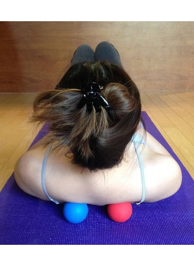 General Massage Lacrosse Balls for Myofascial Release, Trigger Point Therapy, Muscle Knots, and Yoga Therapy. Set of 2 Firm Balls (Blue and Red)  - Image 3