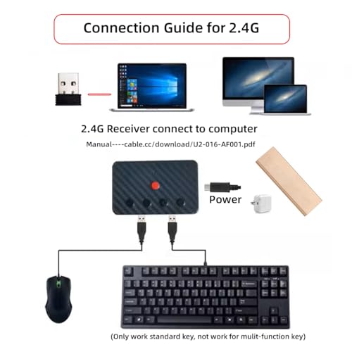 NFHK USB Wired Keyboard and Mouse Convert to Wireless 2.4G Bluetooth(BT) Converter with Receiver Type-C Power for Laptop Tablet Phone - Image 3