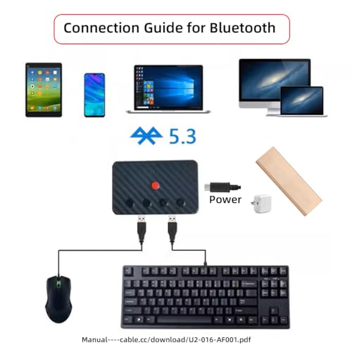 NFHK USB Wired Keyboard and Mouse Convert to Wireless 2.4G Bluetooth(BT) Converter with Receiver Type-C Power for Laptop Tablet Phone - Image 2