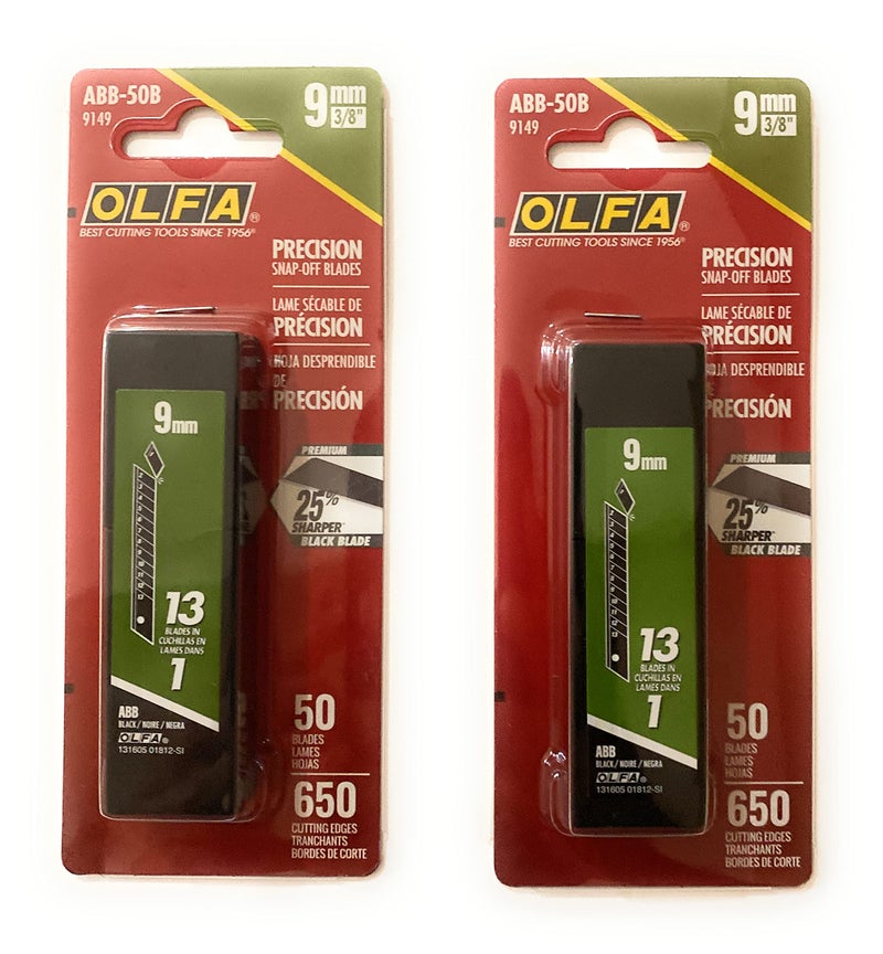 OLFA O L F A OLFA 9149 ABB-50B 9mm UltraSharp Black Snap-Off Blade, 50-Pack (2Pack) - Image 1