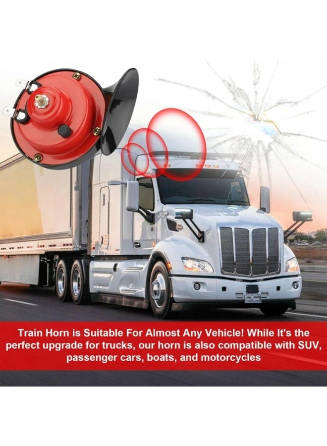 AIWANTO Super Loud Car Air Horn Set with Remote & Battery – 300dB Electric Snail Horn for Cars, Trucks, Motorcycles & Boats, Waterproof, Universal, Pack of 2 (Red, 12V) - Image 2
