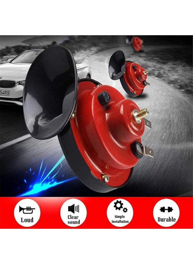 AIWANTO Super Loud Car Air Horn Set with Remote & Battery – 300dB Electric Snail Horn for Cars, Trucks, Motorcycles & Boats, Waterproof, Universal, Pack of 2 (Red, 12V) - Image 3