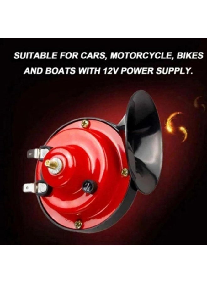 AIWANTO Super Loud Car Air Horn Set with Remote & Battery – 300dB Electric Snail Horn for Cars, Trucks, Motorcycles & Boats, Waterproof, Universal, Pack of 2 (Red, 12V) - Image 5