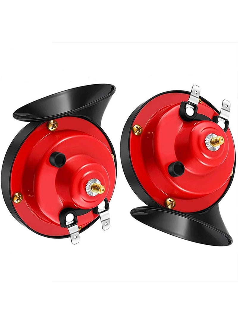 AIWANTO Super Loud Car Air Horn Set with Remote & Battery – 300dB Electric Snail Horn for Cars, Trucks, Motorcycles & Boats, Waterproof, Universal, Pack of 2 (Red, 12V) - Image 1