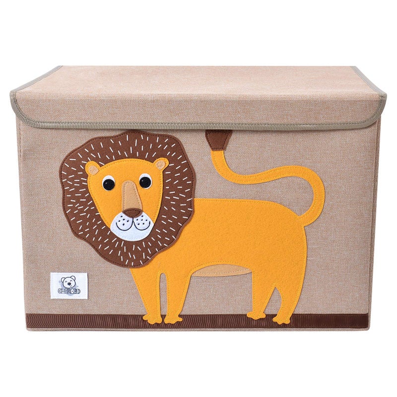 CLCROBD Foldable Kids Large Toy Chest with FlipTop Lid Collapsible Fabric Animal Toy Storage OrganizerBinBoxBasketTrunk for Toddler Children and Baby Nursery Lion