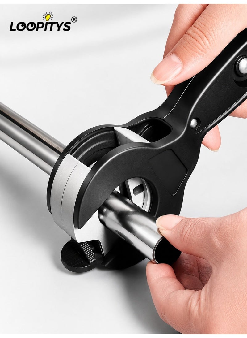 LOOPITYS Heavy Duty Ratcheting Pipe Cutter 8-29mm (1/4"-7/8") with 2 Blades + 2 Extra Replacement Blades, 360° Adjustable Tube Cutter for Copper, Aluminum, Steel, Stainless Steel, PPR & PE Pipes, Ergonomic Handle Pipe Cutting Tool - Image 1