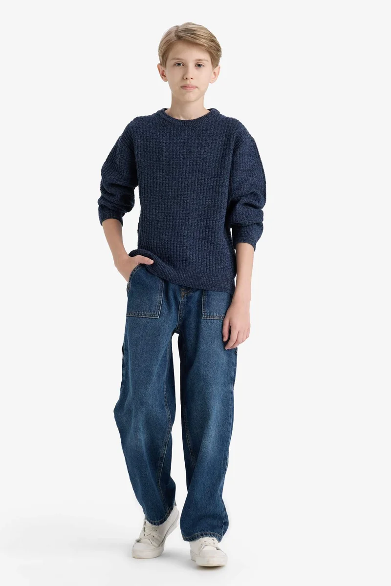 ديفاكتو Boy Regular Fit Crew Neck Pullover
