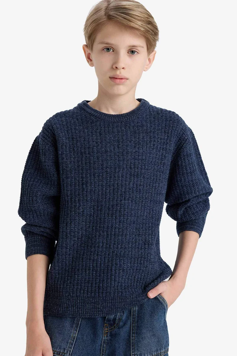 ديفاكتو Boy Regular Fit Crew Neck Pullover