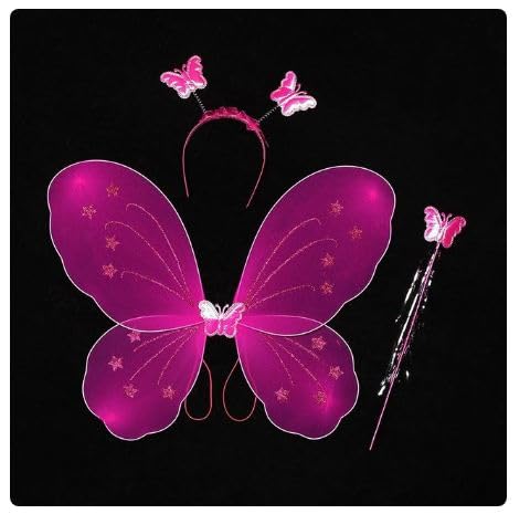 AK ANOLIHK Net Fairy Butterfly Wings Costume For Baby Girl (Dark Pink Wings) - Image 4