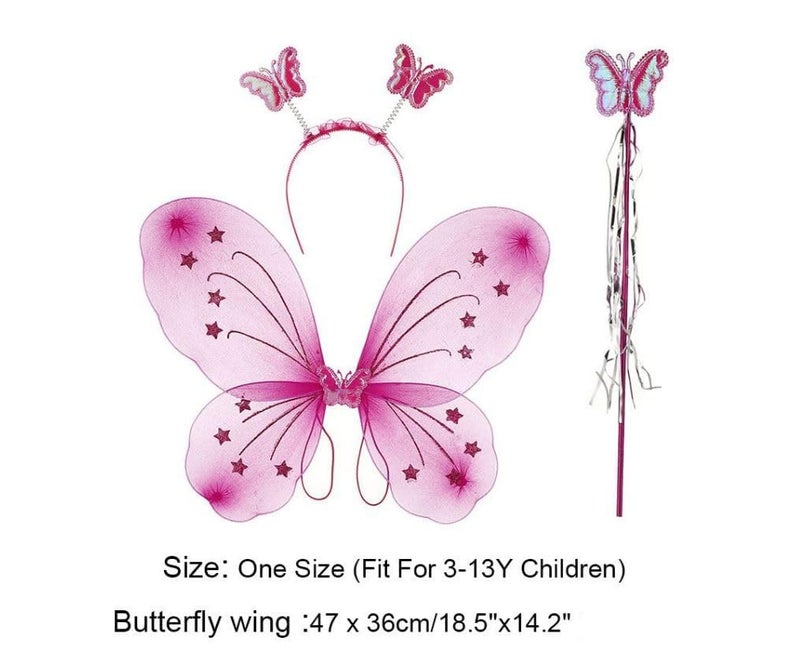 AK ANOLIHK Net Fairy Butterfly Wings Costume For Baby Girl (Dark Pink Wings) - Image 2