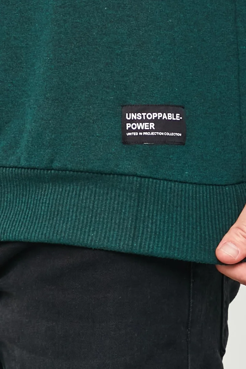 ميتاليك Dark Green Men's Hooded Kangaroo Pocket Sweatshirt