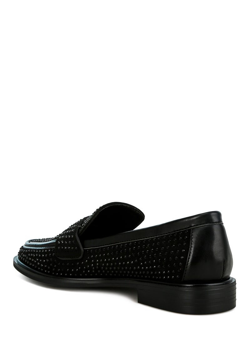 London Rag Rhinestones Embellished Loafers in Black  - Image 3