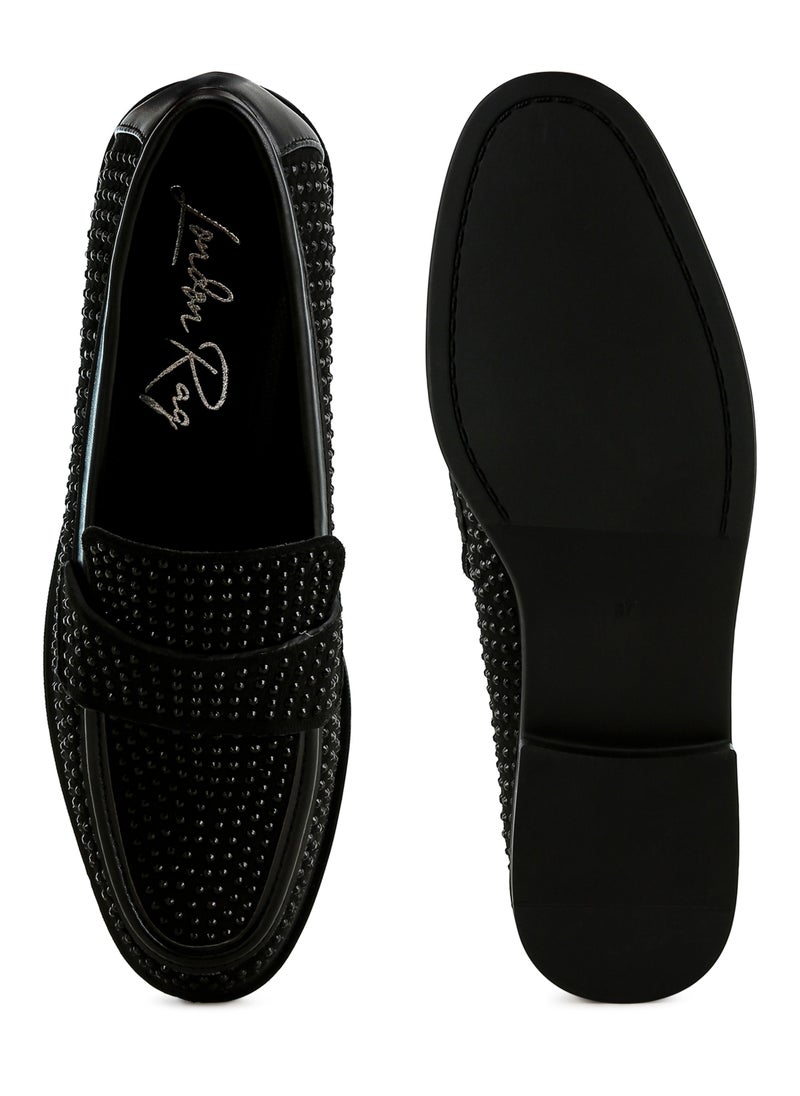London Rag Rhinestones Embellished Loafers in Black  - Image 4