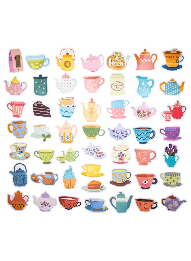 Cleverplay 100 Pack Tea Stickers, Floral Tea Time Party Favors, Birthday Decorations - Image 3