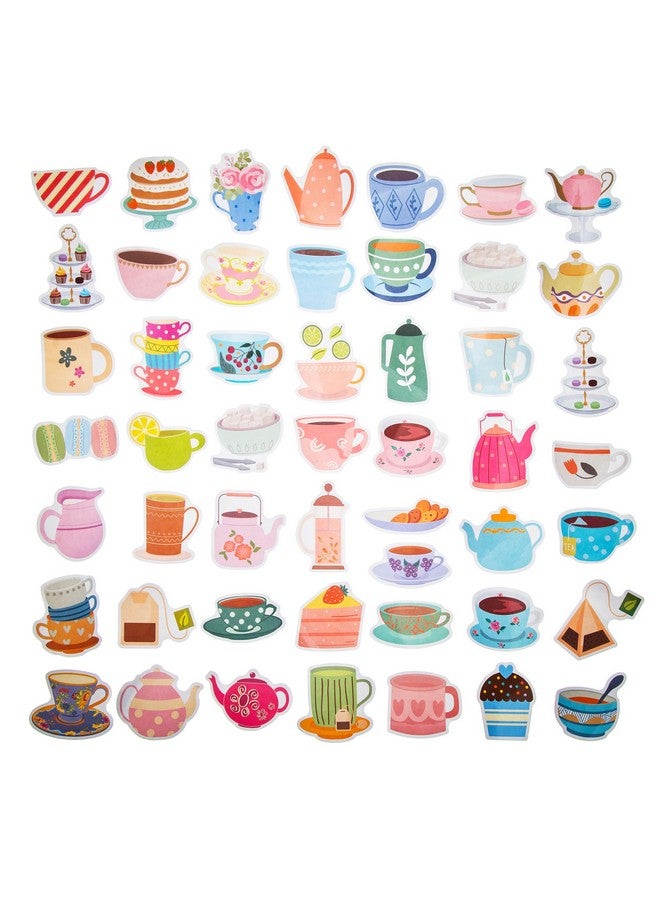 Cleverplay 100 Pack Tea Stickers, Floral Tea Time Party Favors, Birthday Decorations - Image 2
