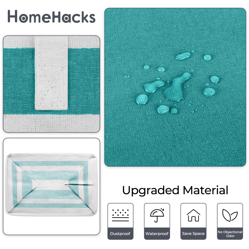 HomeHacks سلة غسيل كبيرة 2-pack HomeHacks، مقاومة للماء، سلة غسيل قائمة بذاتها، سلة ملابس قابلة للطي مع مقابض ممتدة للملابس والألعاب في السكن العائلي (أخضر، 75 لتر) - Image 5