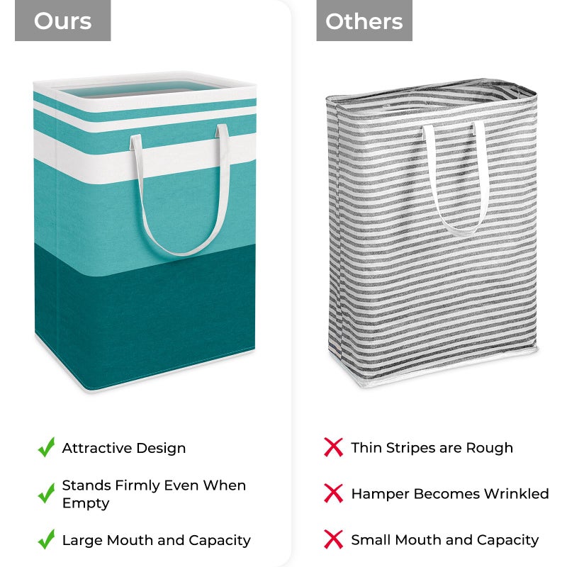 HomeHacks سلة غسيل كبيرة 2-pack HomeHacks، مقاومة للماء، سلة غسيل قائمة بذاتها، سلة ملابس قابلة للطي مع مقابض ممتدة للملابس والألعاب في السكن العائلي (أخضر، 75 لتر) - Image 3