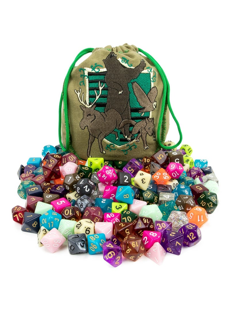 Wiz Dice Wiz Dice DND Dice Set - 140 Pieces Total (20 Sets of 7 Dice in Unique Colors) & Storage D&D Dice Bag-Polyhedral Role Playing Dice - Perfect DND Accessories for TTRPG Dice Games - Bag of Tricks  - Image 1