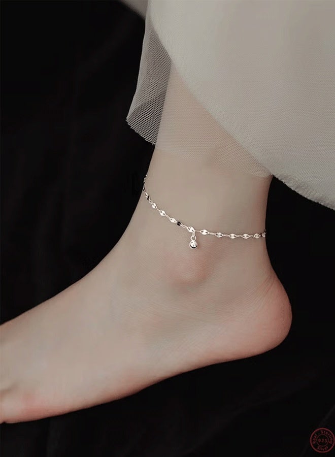 DAEVO A 925 silver transfer bead ankle chain with a free packaging box, fashionable, exquisite, dating, gift giving, and versatile temperament for girls - Image 2