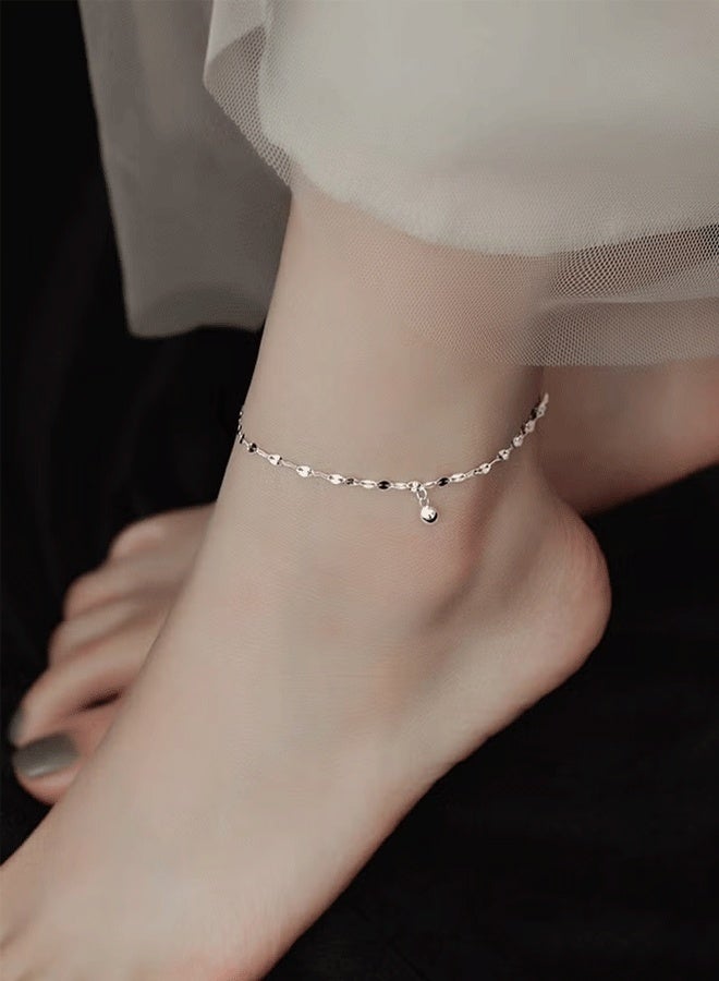 DAEVO A 925 silver transfer bead ankle chain with a free packaging box, fashionable, exquisite, dating, gift giving, and versatile temperament for girls - Image 1