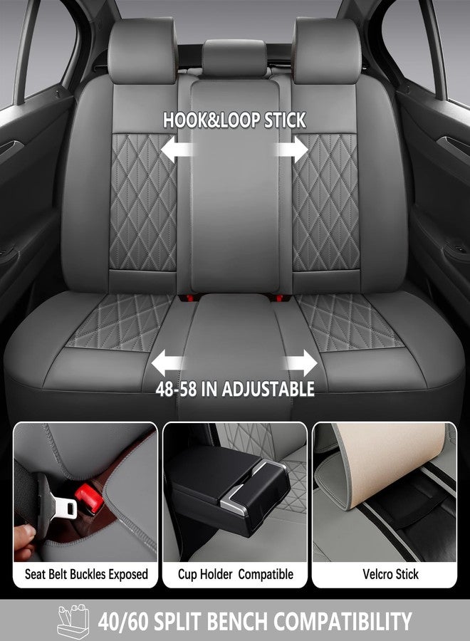 WENNFOUR Car Seat Covers Full Set,Luxury Leather Seat Covers for Cars,Universal Waterproof Interior Seat Covers, Automotive Car Seat Cover for Most Vehicles,Truck,SUV Grey - Image 4
