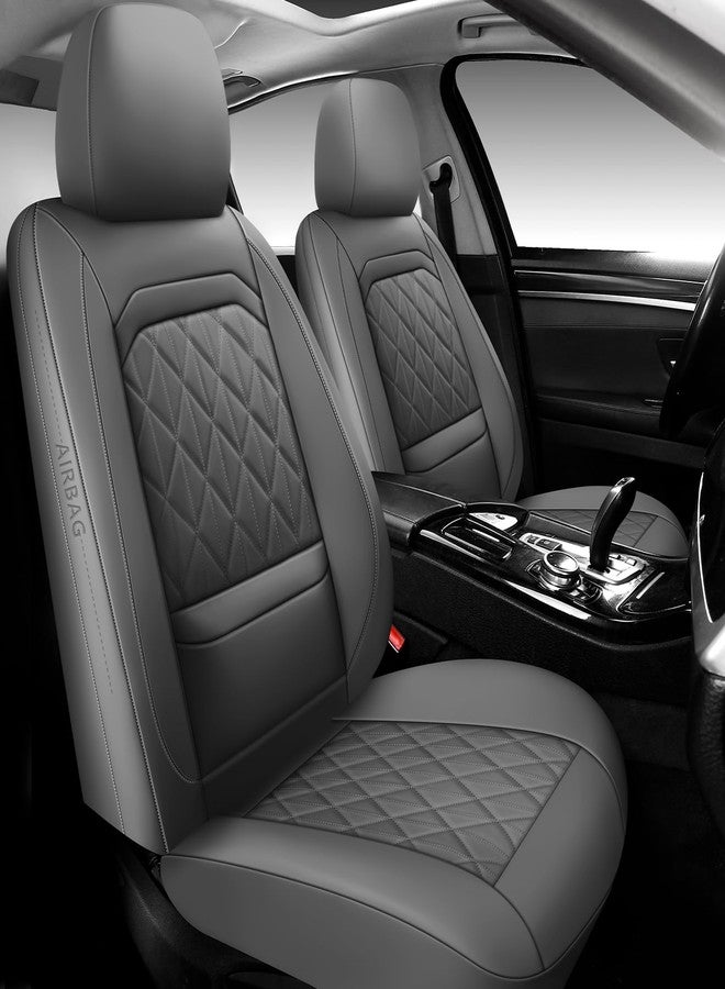 WENNFOUR Car Seat Covers Full Set,Luxury Leather Seat Covers for Cars,Universal Waterproof Interior Seat Covers, Automotive Car Seat Cover for Most Vehicles,Truck,SUV Grey - Image 1