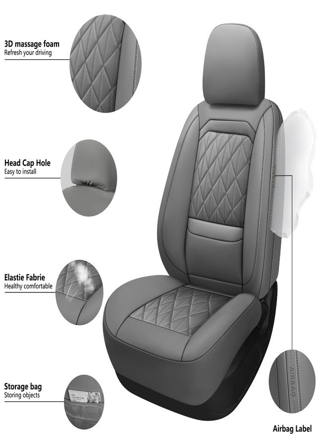 WENNFOUR Car Seat Covers Full Set,Luxury Leather Seat Covers for Cars,Universal Waterproof Interior Seat Covers, Automotive Car Seat Cover for Most Vehicles,Truck,SUV Grey - Image 5