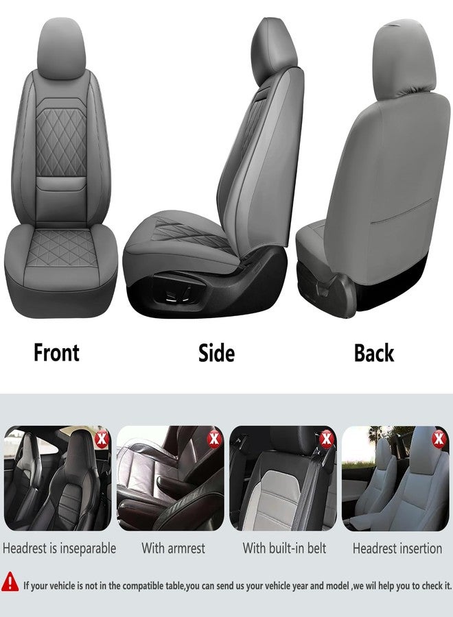 WENNFOUR Car Seat Covers Full Set,Luxury Leather Seat Covers for Cars,Universal Waterproof Interior Seat Covers, Automotive Car Seat Cover for Most Vehicles,Truck,SUV Grey - Image 2