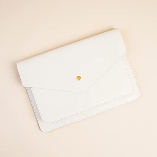 Benfan Leather Laptop Sleeve 13 Inch Compatible for 2024 13inch MacBook Air A3113 M3,13 MacBook Pro M2, Surface Pro 3 4 5 6 7, Dell XPS 13 Color White - Image 3