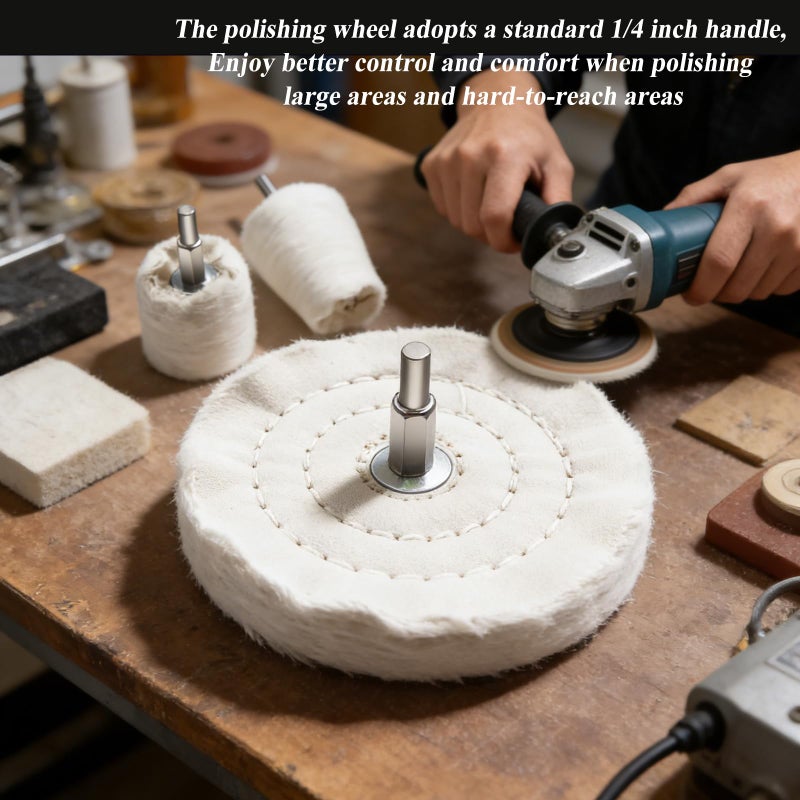 Sunxeke 6PCS Buffing Wheel for Drill, Multi-Specification Aluminum Wheel Polishing Kit,Buffing Pads for Buffing & Polishing Metal, Wood, Ceramic, Stainless Steel, and Glass - Image 5