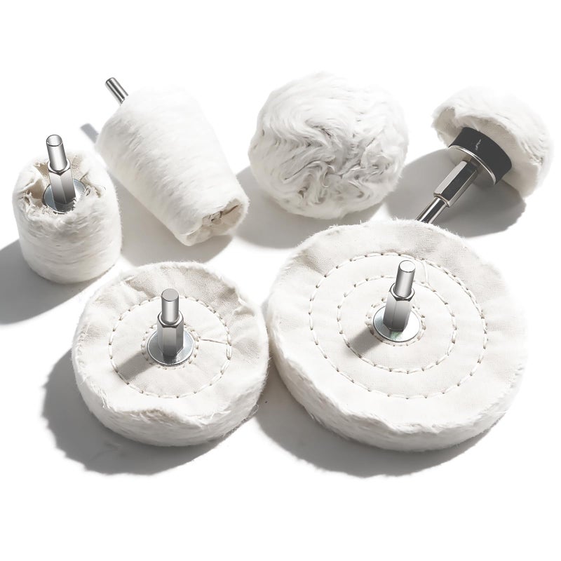Sunxeke 6PCS Buffing Wheel for Drill, Multi-Specification Aluminum Wheel Polishing Kit,Buffing Pads for Buffing & Polishing Metal, Wood, Ceramic, Stainless Steel, and Glass - Image 1