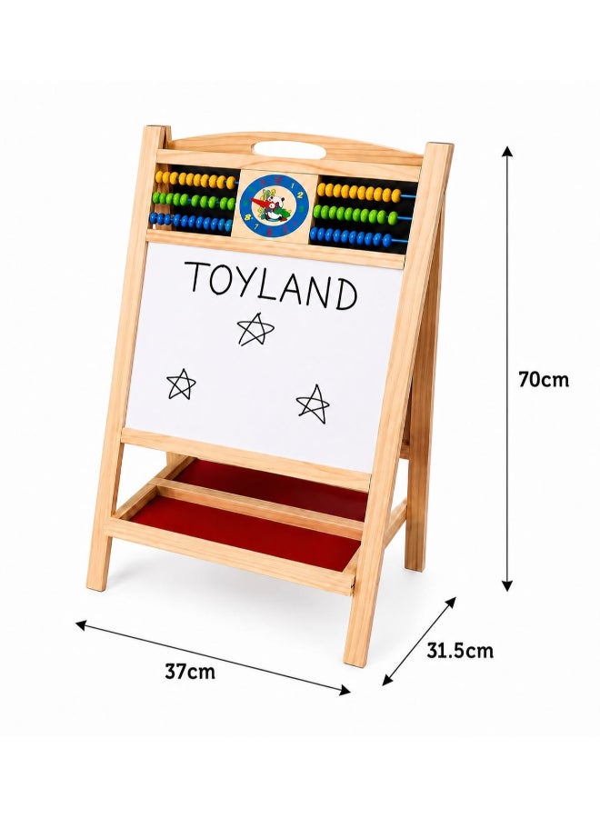 Toyland Wooden Double-Sided Educational Easel Board for Kids – Whiteboard, Blackboard, Abacus & Learning Set - Image 3