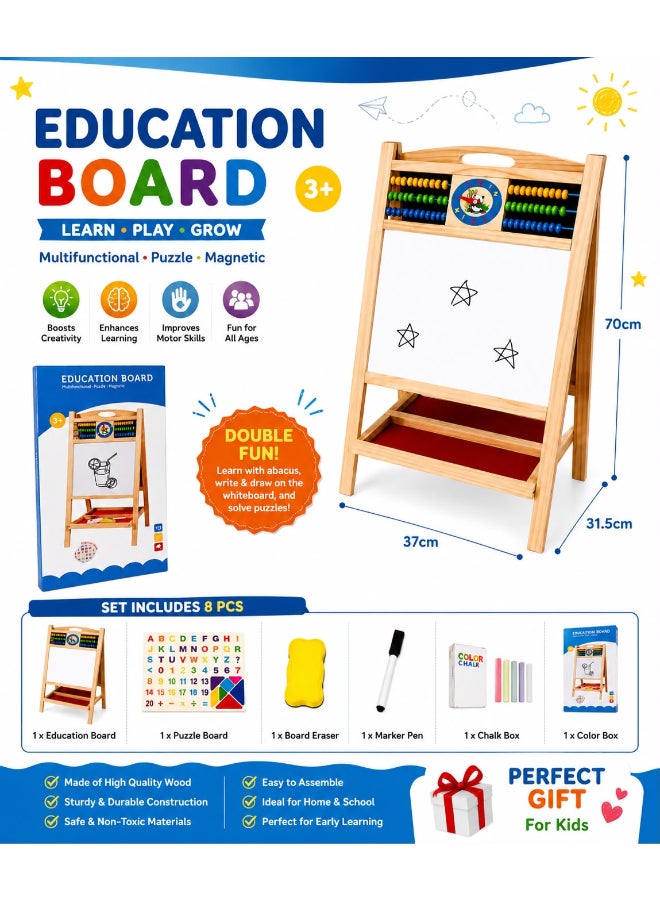 Toyland Wooden Double-Sided Educational Easel Board for Kids – Whiteboard, Blackboard, Abacus & Learning Set - Image 5