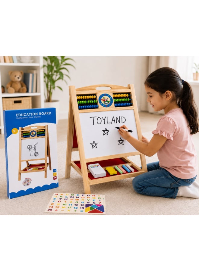 Toyland Wooden Double-Sided Educational Easel Board for Kids – Whiteboard, Blackboard, Abacus & Learning Set - Image 2