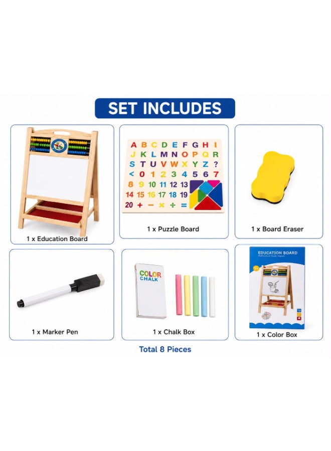 Toyland Wooden Double-Sided Educational Easel Board for Kids – Whiteboard, Blackboard, Abacus & Learning Set - Image 4
