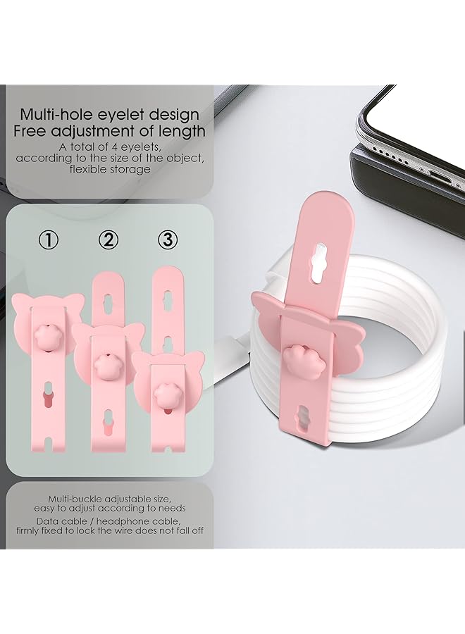 erorex 15Pcs Silicone Cable Ties Reusable Cable Straps Silicone Cord Organizer Straps 5 Inch Cable Ties For Bundling And Fastening Mobile Phone Charging Lines Cables Earphones Pink - Image 3