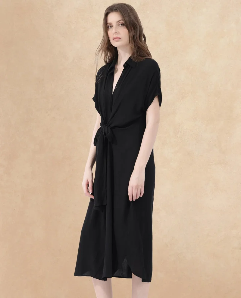 Rareism Women's Front Knot Midi Dress