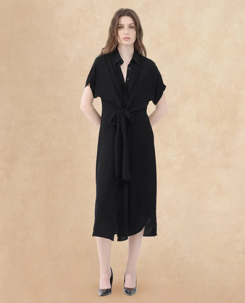 Rareism Women's Front Knot Midi Dress