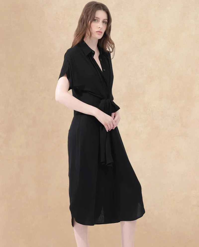 Rareism Women's Front Knot Midi Dress