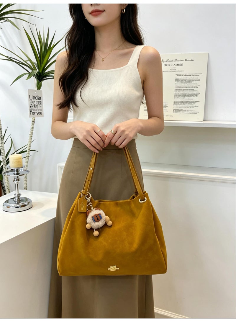 coachoutlet Ginger yellow suede shoulder bag, crossbody bag, camera bag - Image 3