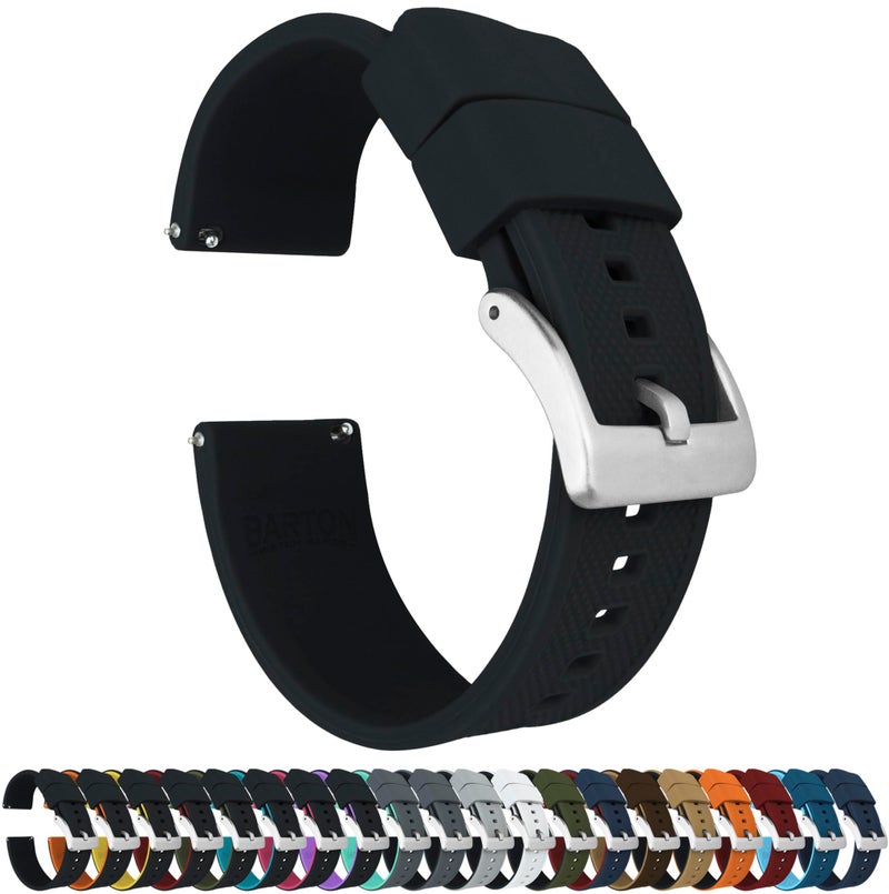 BARTON WATCH BANDS Quick Release Elite Silicone Watch Bands, Black, 19mm - Image 1